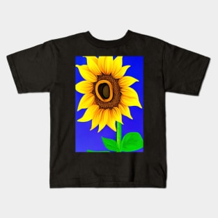 STYLISH SIMPLE SUNFLOWER DARK BLUE BACKGROUND Kids T-Shirt